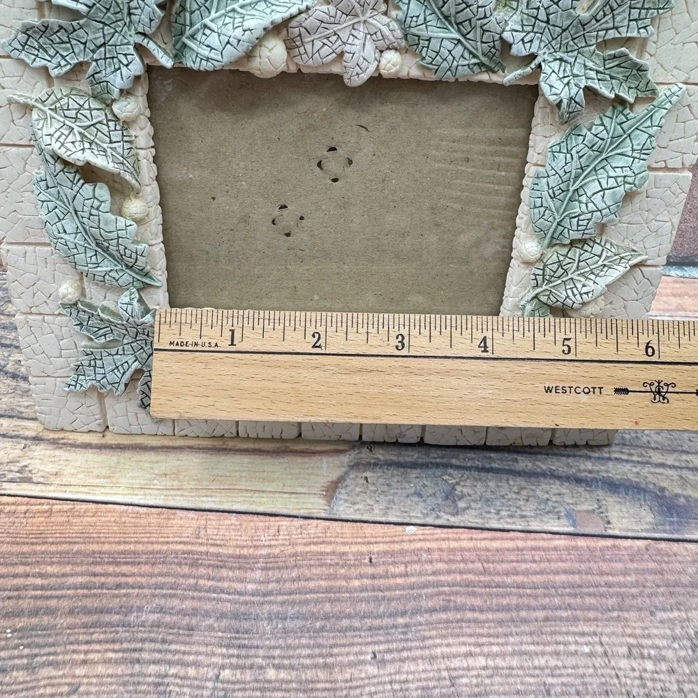 3D Nature Resin Picture Frame Maple Leaf Faux Stone Rustic 3.5x5 Photo Y2K 1990s